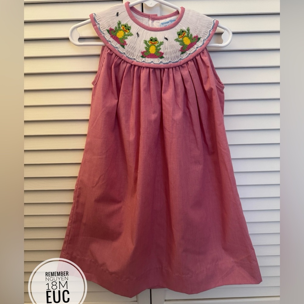 Remember Nguyen Hand Smocked Girls Dress with Frogs 18m